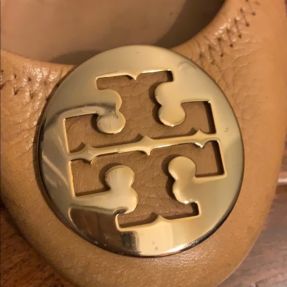 TORY BURCH Reva Tan Leather Ballet Flats 8 - Picture 3 of 7